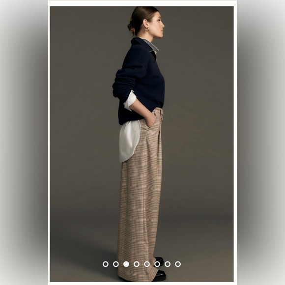 The Avery Pleated Wide-Leg Trousers by Maeve: Plaid Edition, size 4, Ivory Combo - Picture 4 of 10